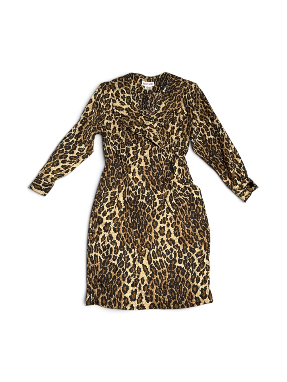 Vintage Maggy London Women's Leopard Print Silk Trench Dress Size 10